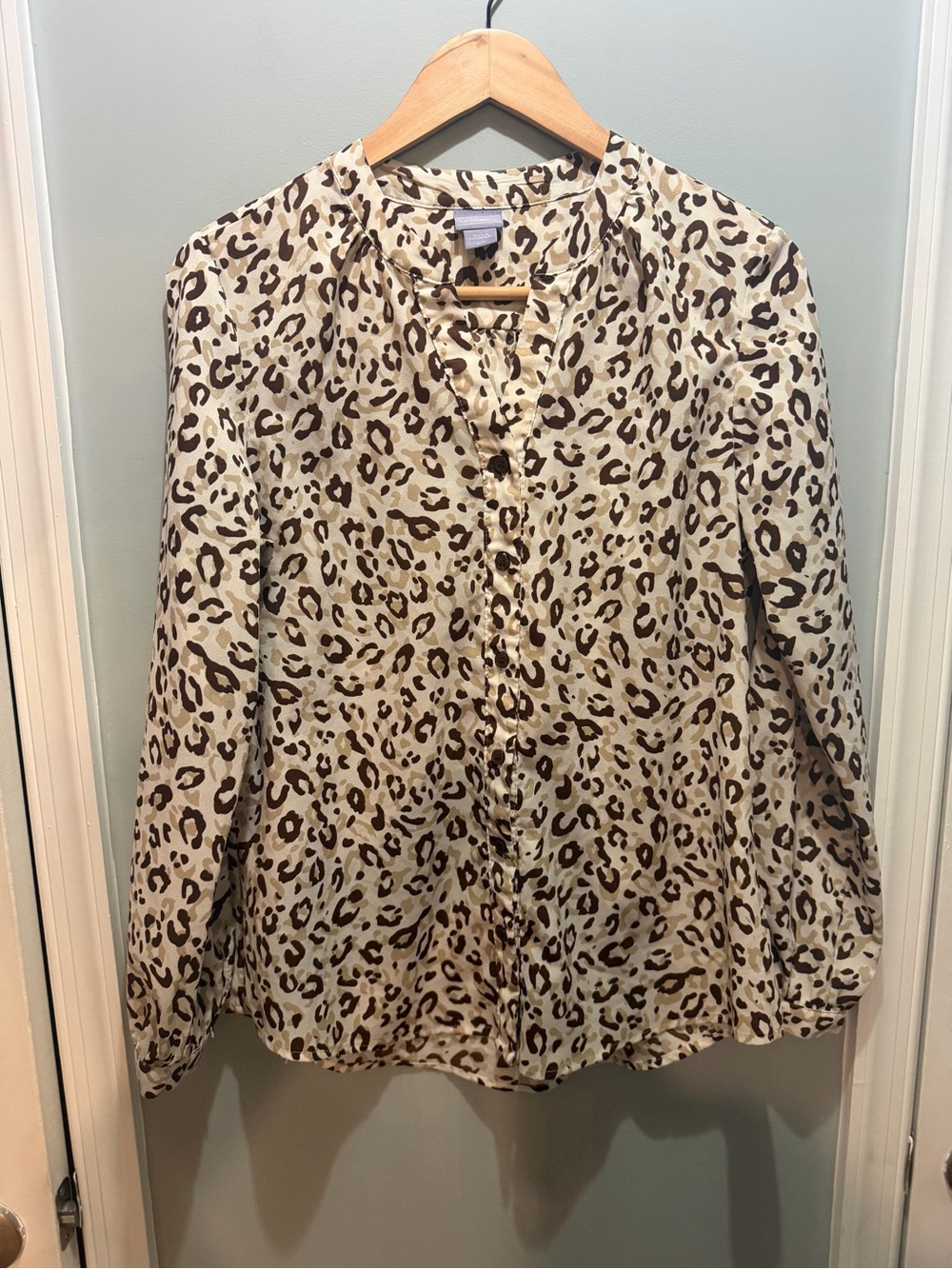 Laura Scott Leopard Print Button-Front Blouse - Beige and Brown